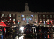 Medford City Hall lit up